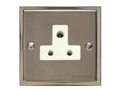 M Marcus Electrical Elite Stepped Plate Lamp Sockets (Un-Switched Round Pin), Satin Nickel Dual Finish, Black Or White Trim - S05.982.SN