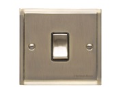 M Marcus Electrical Elite Stepped Plate 1 Gang Switch, Antique Brass, Black Trim - S91.800.ABBK