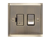 M Marcus Electrical Elite Stepped Plate Fused Spur (Switched), Antique Brass, Black Trim - S91.835.ABBK