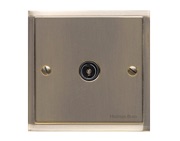M Marcus Electrical Elite Stepped Plate 1 Gang TV/Coaxial Socket, Antique Brass, Black Trim - S91.921/923