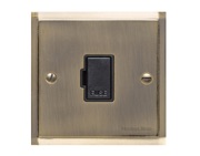 M Marcus Electrical Elite Stepped Plate Fused Spur (Un-Switched), Antique Brass, Black Trim - S91.834.BK