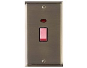 M Marcus Electrical Elite Stepped Plate Tall Cooker Switch (With Neon), Antique Brass, Black Trim - S91.961.BK