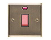 M Marcus Electrical Elite Stepped Plate Cooker Switch (With Neon), Antique Brass, Black Trim - S91.963.BK