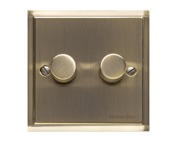 M Marcus Electrical Elite Stepped Plate 2 Gang Dimmer Switch, Antique Brass, 250 Watts 0R 400 Watts - S91.972