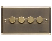 M Marcus Electrical Elite Stepped Plate 4 Gang Dimmer Switch, Antique Brass, 250 Watts 0R 400 Watts - S91.974