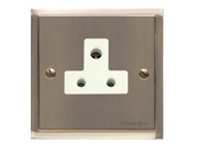 M Marcus Electrical Elite Stepped Plate Lamp Socket (Un-Switched Round Pin), Antique Brass, Black Trim - S91.982.BK