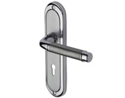 Heritage Brass Saturn Apollo Finish, Polished Chrome & Satin Chrome Door Handles - SAT1000-AP (sold in pairs)