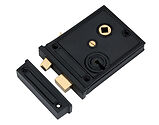 Spira Brass Horizontal Rim Lock, Black - SB7108BLK