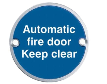 Eurospec Automatic Fire Door Keep Clear Sign, Polished Stainless Steel OR Satin Stainless Steel Finish - SEX1022