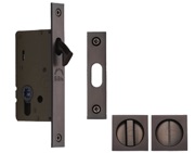 Heritage Brass Square Flush Handle Sliding Door Privacy Lock Set, Matt Bronze - SQ2308-MB