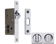Heritage Brass Square Flush Handle Sliding Door Privacy Lock Set, Polished Chrome - SQ2308-PC