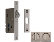 Heritage Brass Square Flush Handle Sliding Door Privacy Lock Set, Satin Nickel - SQ2308-SN