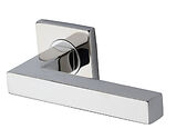 M Marcus Steel Line Square Grade 304 Door Handles On Square Rose, Polished Stainless Steel - SS-SQ601-P (sold in pairs)
