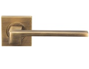 Carlisle Brass Serozzetta Equi Door Handles On Square Rose, Antique Brass - SZM370AB (sold in pairs)