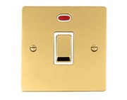 M Marcus Electrical Elite Flat Plate 20 Amp D.P. (With Neon) Switches, Polished Brass, Black Or White Trim - T01.806.PB