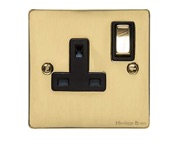 M Marcus Electrical Elite Flat Plate 1 Gang Sockets, Polished Brass, Black Or White Trim - T01.840.PB
