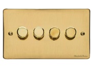 M Marcus Electrical Elite Flat Plate 4 Gang Dimmer Switches, Polished Brass, 250 Watts OR 400 Watts - T01.974/250