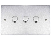 M Marcus Electrical Elite Flat Plate 3 Gang Dimmer Switches, Satin Chrome (Matt), 250 Watts OR 400 Watts - T03.973/250