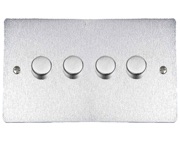M Marcus Electrical Elite Flat Plate 4 Gang Dimmer Switches, Satin Chrome (Matt), 250 Watts OR 400 Watts - T03.974/250