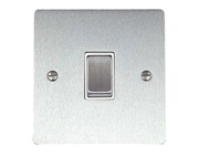 M Marcus Electrical Elite Flat Plate 1 Gang Intermediate Switches, Satin Chrome (Matt), Black Or White Trim - T03.801.SC