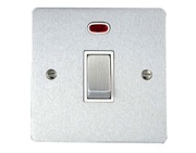 M Marcus Electrical Elite Flat Plate 20 Amp D.P. (With Neon) Switches, Satin Chrome (Matt), Black Or White Trim - T03.806.SC