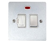 M Marcus Electrical Elite Flat Plate Fused Spurs (Switched With Neon), Satin Chrome (Matt), Black Or White Trim - T03.836.SC
