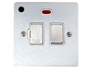 M Marcus Electrical Elite Flat Plate Fused Spurs (Switched With Neon & Cord Outlet), Satin Chrome (Matt), Black Or White Trim - T03.838.SC