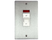 M Marcus Electrical Elite Flat Plate Tall Cooker Switches (With Neon), Satin Chrome (Matt), Black Or White Trim - T03.961.SC
