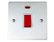 M Marcus Electrical Elite Flat Plate Cooker Switches (With Neon), Satin Chrome (Matt), Black Or White Trim - T03.963.SC