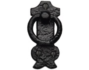 M Marcus Tudor Collection Cabinet Ring Pull On Plate (80mm x 40mm), Rustic Black Iron - TC458