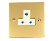 M Marcus Electrical Elite Flat Plate Lamp Sockets (Un-Switched Round Pin), Polished Brass, Black Or White Trim - T01.982.PB