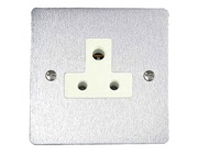 M Marcus Electrical Elite Flat Plate Lamp Sockets (Un-Switched Round Pin), Satin Chrome (Matt), Black Or White Trim - T03.982.SC