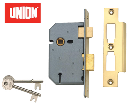 Union 3 Lever Mortice Sash Lock, Satin Chrome Or Brass Finish - UNION2277