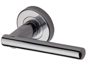 Heritage Brass Challenger Door Handles On Round Rose, Polished Chrome - V1001-PC (sold in pairs)