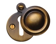 Heritage Brass Standard Round Covered Key Escutcheon, Antique Brass - V1020-AT