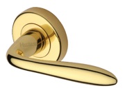 Heritage Brass Sutton Door Handles On Round Rose, Polished Brass - V1750-PB (sold in pairs)