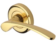 Heritage Brass Sophia Door Handles On Round Rose, Polished Brass - V1900-PB (sold in pairs)