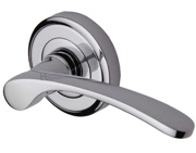 Heritage Brass Sophia Door Handles On Round Rose, Polished Chrome - V1900-PC (sold in pairs)