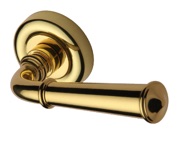 Heritage Brass Colonial Door Handles On Round Rose, Polished Brass - V1932-PB (sold in pairs)