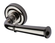 Heritage Brass Colonial Door Handles On Round Rose, Polished Nickel - V1932-PNF (sold in pairs)