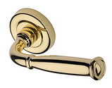 Heritage Brass Lincoln Design Door Handles On Round Rose, Polished Brass - V1938-PB (sold in pairs)