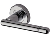 Heritage Brass Alicia Door Handles On Round Rose, Polished Chrome - V2100-PC (sold in pairs)