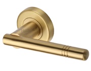 Heritage Brass Alicia Door Handles On Round Rose, Satin Brass - V2100-SB (sold in pairs)