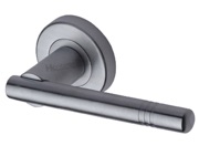 Heritage Brass Alicia Door Handles On Round Rose, Satin Chrome - V2100-SC (sold in pairs)