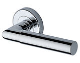 Heritage Brass Bauhaus Mitre Design Door Handles On Round Rose, Polished Chrome - V2270-PC (sold in pairs)