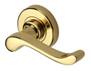 Heritage Brass Bedford Door Handles On Round Rose, Polished Brass - V3010-PB (sold in pairs)