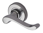 Heritage Brass Bedford Door Handles On Round Rose, Polished Chrome - V3010-PC (sold in pairs)