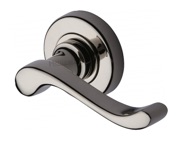 Heritage Brass Bedford Door Handles On Round Rose, Polished Nickel - V3010-PNF (sold in pairs)