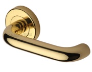 Heritage Brass Harmony Door Handles On Round Rose, Polished Brass - V3090-PB (sold in pairs)
