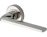 Heritage Brass Metro Angled Design Door Handles On Round Rose, Polished Nickel - V3790-PNF (sold in pairs)